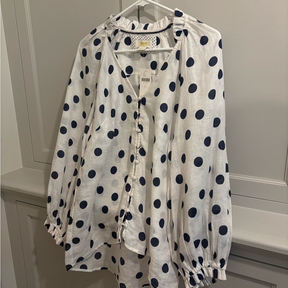 Anthropologie Maeve Polka Dot Blouse NWT